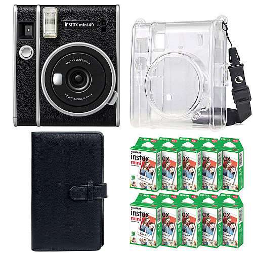 Подарочный набор Фотоаппарат Fujifilm Instax Mini 40/Фотобумага 100 шт/Чехол/Фотоальбом на 108 фото Черный