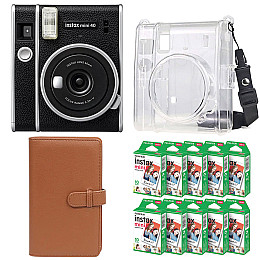 Подарочный набор Фотоаппарат Fujifilm Instax Mini 40/Фотобумага 100 шт/Чехол/Фотоальбом на 108 фото Коричневый