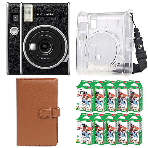 Подарочный набор Фотоаппарат Fujifilm Instax Mini 40/Фотобумага 100 шт/Чехол/Фотоальбом на 108 фото Коричневый
