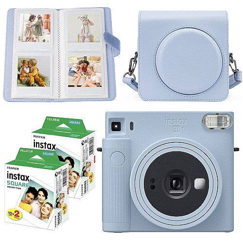 Подарочный набор камера Fujifilm Instax Square SQ1/Фотобумага 40 шт/Чехол/Фотоальбом 80 фото Голубой