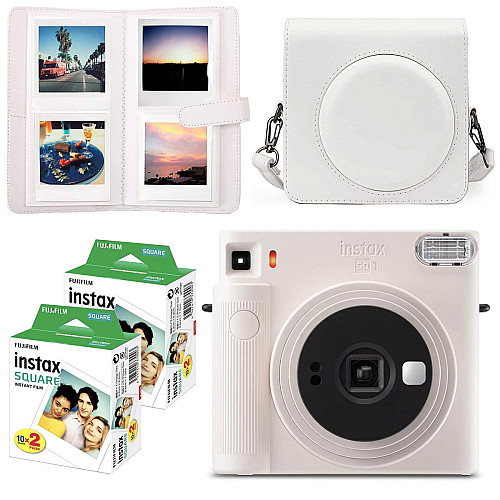 Подарочный набор камера Fujifilm Instax Square SQ1/Фотобумага 40 шт/Чехол/Фотоальбом 80 фото Белый