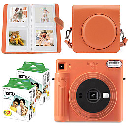 Подарочный набор камера Fujifilm Instax Square SQ1/Фотобумага 40 шт/Чехол/Фотоальбом 80 фото Оранжевый