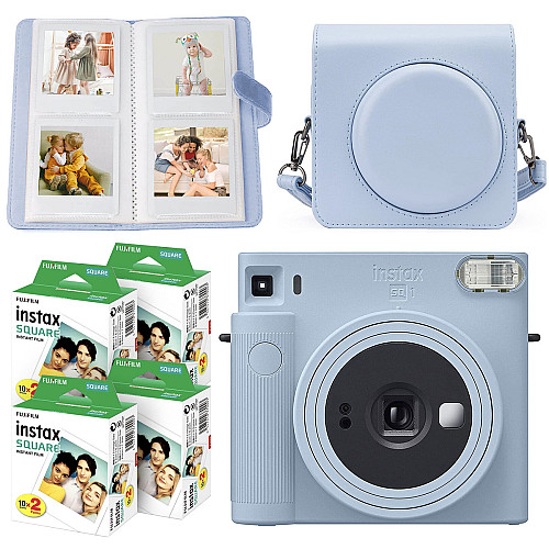 Подарочный набор камера Fujifilm Instax Square SQ1/Фотобумага 80 шт/Чехол/Фотоальбом 80 фото Голубой