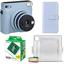 Подарочный набор фотоаппарат Fujifilm Instax Square SQ1/Фотобумага 20 шт/Чехол/Фотоальбом 80 фото Голубой