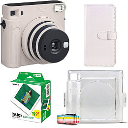 Подарочный набор фотоаппарат Fujifilm Instax Square SQ1/Фотобумага 20 шт/Чехол/Фотоальбом 80 фото Белый