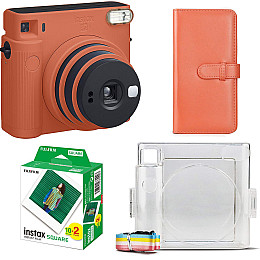 Подарочный набор фотоаппарат Fujifilm Instax Square SQ1/Фотобумага 20 шт/Чехол/Фотоальбом 80 фото Оранжевый