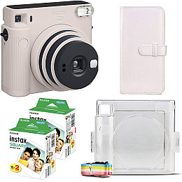 Подарочный набор фотоаппарат Fujifilm Instax Square SQ1/Фотобумага 40 шт/Чехол/Фотоальбом 80 фото Белый
