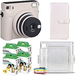 Подарочный набор фотоаппарат Fujifilm Instax Square SQ1/Фотобумага 80 шт/Чехол/Фотоальбом 80 фото Белый