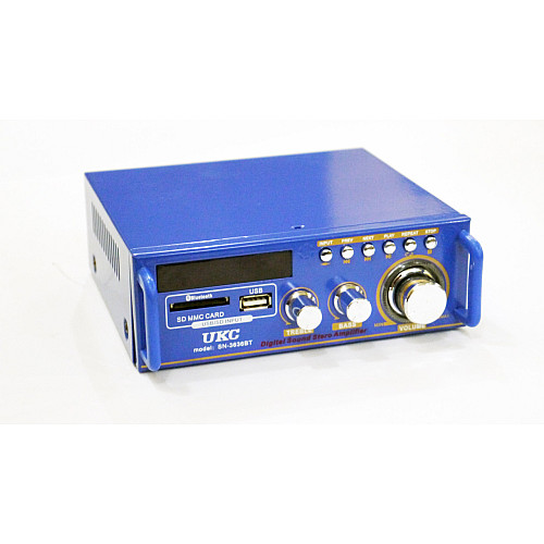 Усилитель звука UKС SN-3636BT USB+SD+FM+MP3 2х120W 2-х канальный Синий (813734850)
