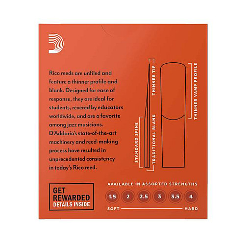 Трости для саксофона альт D'Addario Rico RJA1025 - Alto Sax #2.5 - 10-Pack