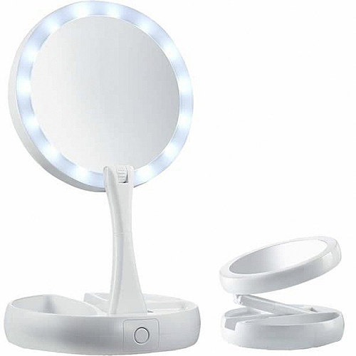 Косметическое зеркало My Foldaway Mirror для макияжа с Led подсветкой круглое настольное