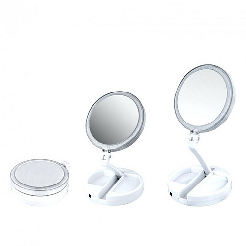 Косметическое зеркало My Foldaway Mirror для макияжа с Led подсветкой круглое настольное