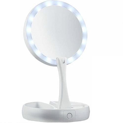 Косметическое зеркало My Foldaway Mirror для макияжа с Led подсветкой круглое настольное