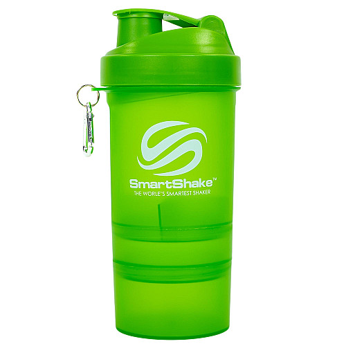 Шейкер 3-х камерный для спортивного питания SMART SHAKER SLIM FI-6388 400+100мл Зеленый