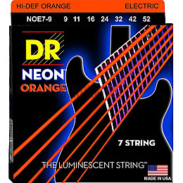 Струны для электрогитары DR NOE7-9 Hi-Def Neon Orange K3 Coated Light 7-String Electric Guitar 9/52