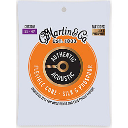 Струны для акустической гитары Martin MA130FX Flexible Core Silk And Phosphor Custom Authentic Acoustic Guitar Strings 11/47