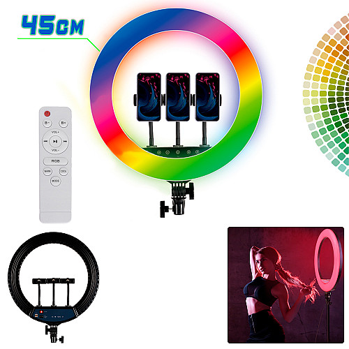 Велика кільцева світлодіодна лампа Ring Light LED 45см RGB без штатива