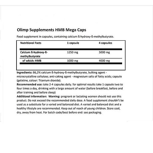 Комплекс после тренировки Olimp Nutrition HMB 1250 Mega Caps 300 Caps