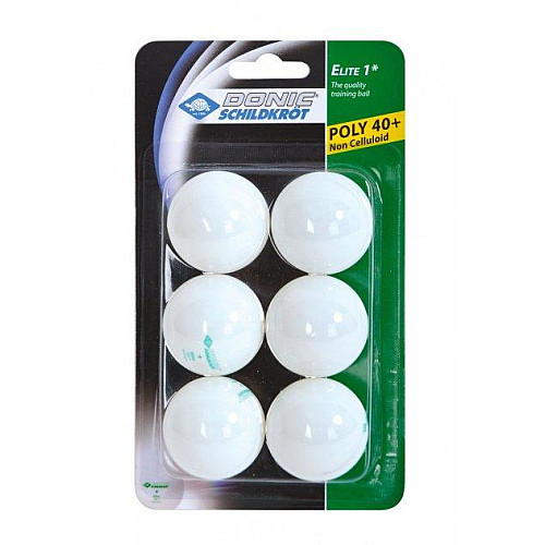 Мячи Donic Elite 1звезда 40+ 6шт plastic white 608510