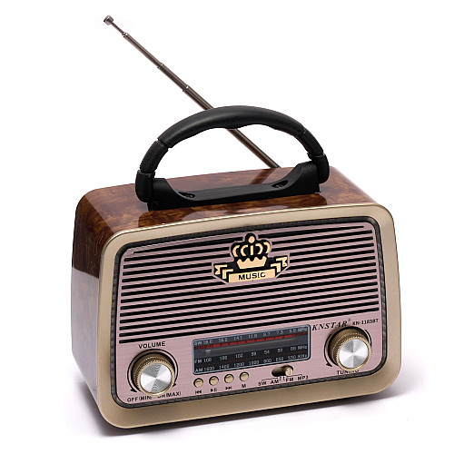 Радіо ретро Knstar- 1183BT плеєр USB/sd/mp3/bluetooth FM/AM/SW з підсвіткою від батарейок і мережі
