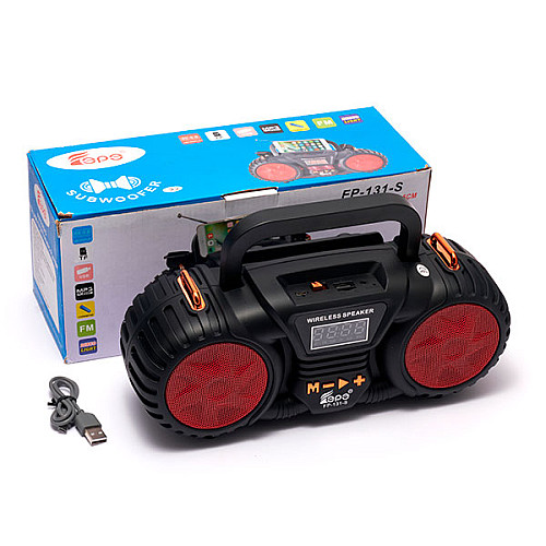 Портативне FM-радіо EPE FP-131-S з USB/TF/MP3 Чорний з червоним FK31-401