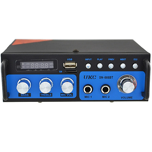 Усилитель звука UKC SN-666BT Bluetooth+FM+SD+USB Караоке 2-канальный 2x300W (4_00582)