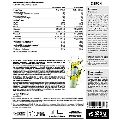 Изотоник STC NUTRITION ISOTONIC POWER - NO CRAMP 525 g /13 servings/ Lemon