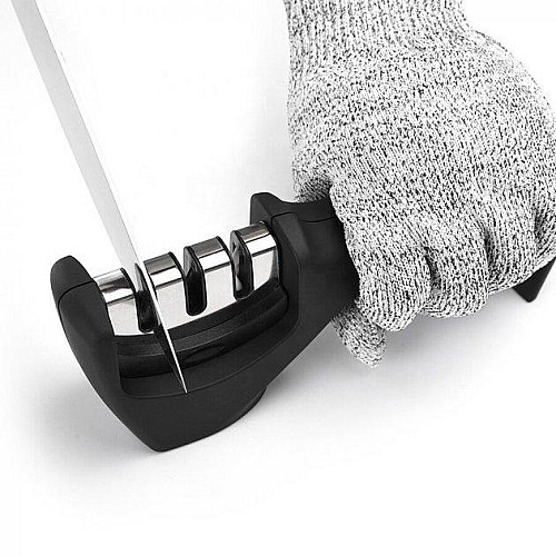 Точилка для ножей ручная RIAS Sharpener с тремя видами заточки Black (3_03119)
