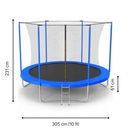 Батут Motion Sport Line 10ft (305cm) с внутренней сеткой синий