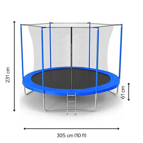 Батут Motion Sport Line 10ft (305см) з внутрішньою сіткою синій
