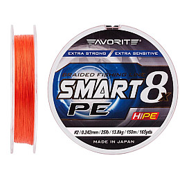 Шнур Favorite Smart PE 8x 150м #2.0/0.242mm 25lb/13.8kg Червоний (1013-1693.10.85)