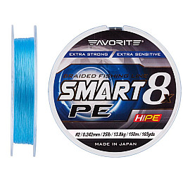 Шнур Favorite Smart PE 8x 150м #2.0/0.242mm 25lb/13.8kg Синій (1013-1693.10.76)