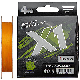 Шнур Favorite X1 PE 4x 150m #0.5/0.117mm 9lb/4.1kg Оранжевий (1013-1693.11.17)