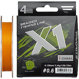 Шнур Favorite X1 PE 4x 150m #0.6/0.128mm 12lb/5.4kg Оранжевий (1013-1693.11.18)