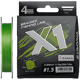 Шнур Favorite X1 PE 4x 150m #1.5/0.205mm 25lb/11.4kg Зелений (1013-1693.11.32)