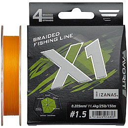 Шнур Favorite X1 PE 4x 150m #1.5/0.205mm 25lb/11.4kg Оранжевий (1013-1693.11.22)