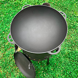 Набір Казан чавунний з кришкою-сковородою та пічкою з димарем Сітон 17 л (1674083024)