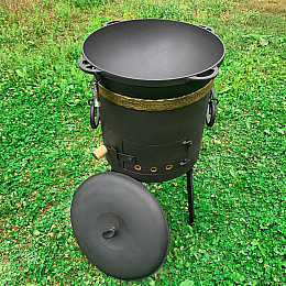 Комплект Казан чугунний з чавунною кришкою та пічкою з димарем Сітон 17 л (1674094669)