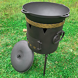 Набір Казан чавунний з чавунною кришкою та печкою без димоходу Сітон 17 л (1674100977)