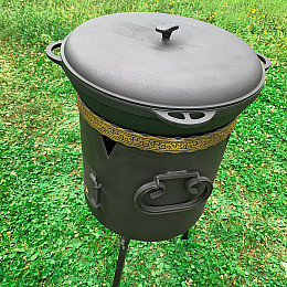 Набір Казан чавунний з чавунною кришкою та печкою без димоходу Сітон 17 л (1674100977)