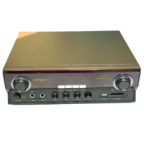 Усилитель звука Konzert KCS-202 Bluetooth+FM+SD+USB Караоке 2-канальный 100W Black (3_04519)