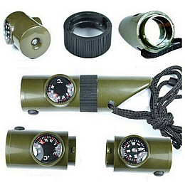 Компас + свисток + линза + фонарик Horn