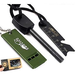 Походне вогнезажигальне та свисток EDC Sarver black
