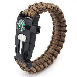 Браслет IP Paracord Flint-Fire + компас коричневий