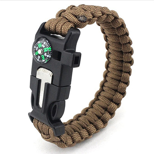 Браслет IP Paracord Flint-Fire + компас коричневий