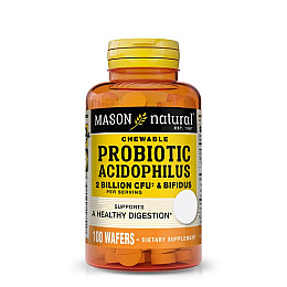 Пробіотик Mason Natural Probiotic Acidophilus з Біфідусом 2 мільярди КУО 100 ваферів полуниця