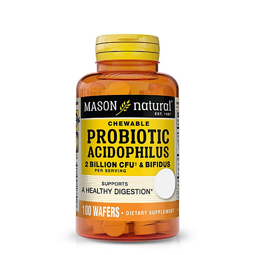 Пробіотик Mason Natural Probiotic Acidophilus з Біфідусом 2 мільярди КУО 100 ваферів полуниця