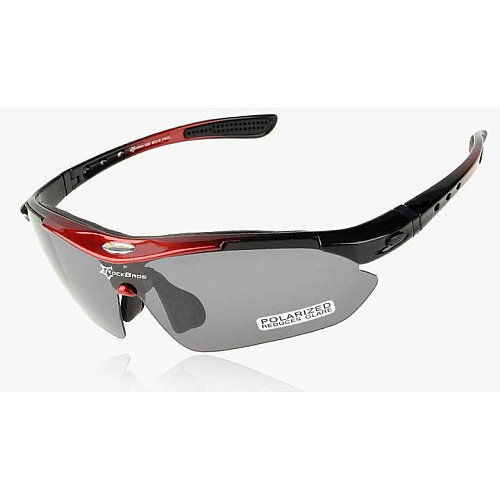 Спортивні окуляри RockBros Polarized UV400 з 5 лінзами Чорно-червоні (050412)