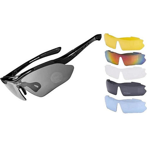 Спортивні окуляри RockBros Polarized UV400 з 5 лінзами Чорний