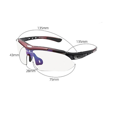 Очки спортивні RockBros Polarized UV400 5 лінз велосипедні Чорно-червоні (253326423)